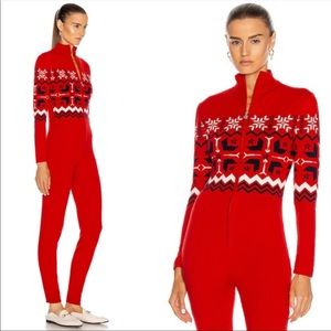 NWT Perfect Moment - Red Nordic Fair Isle Knit Onesie Jumpsuit